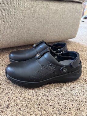 Joya Women's Black Slip-On Clog with Adjustable Heel Strap